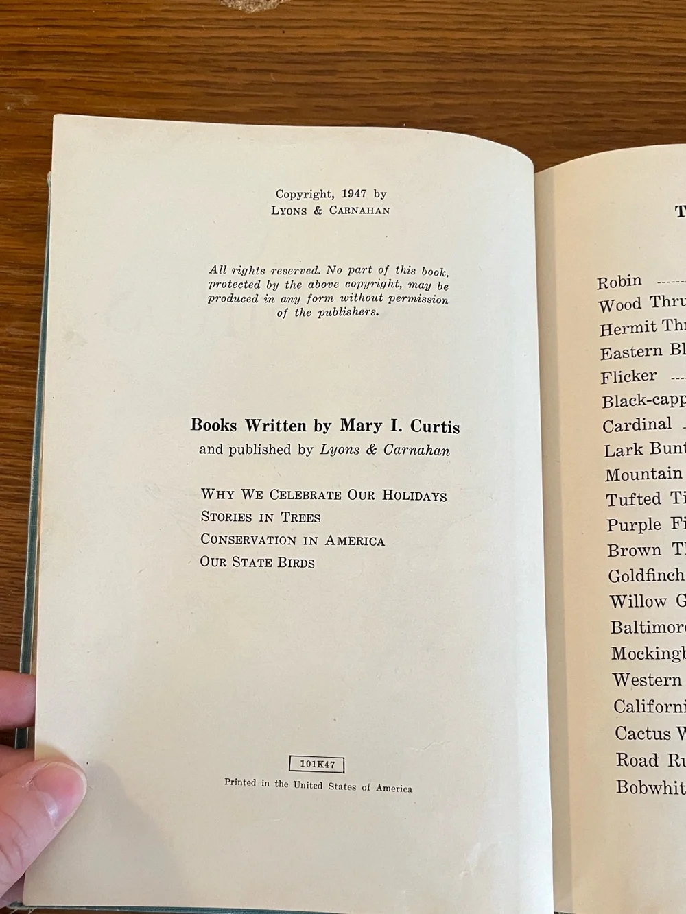 Our State Birds by Mary I. Curtis - Blue Cover Edition